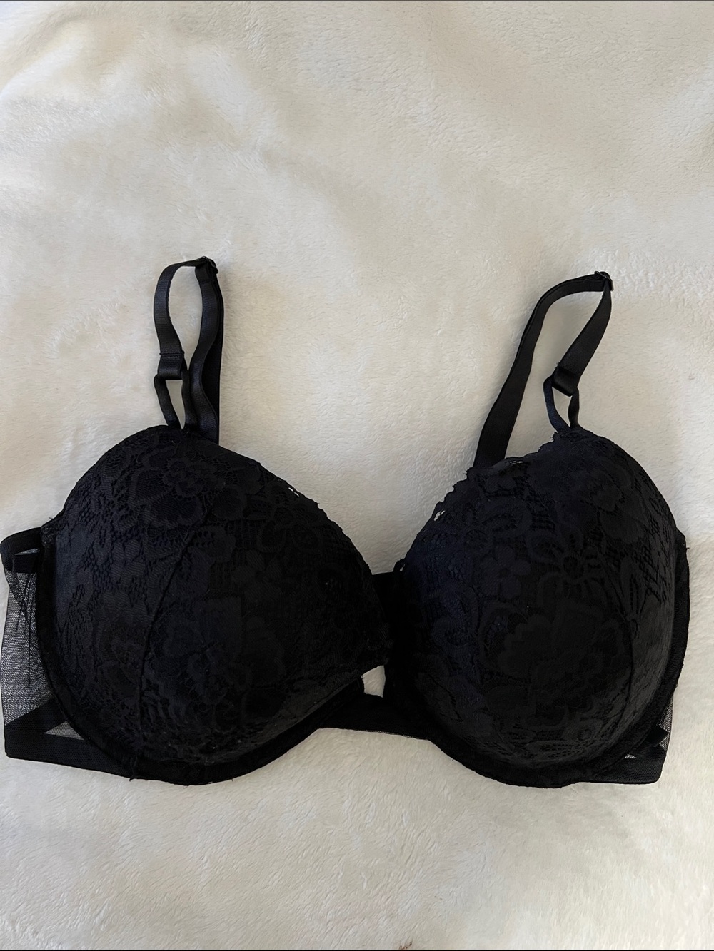 Victoria's Secret Black Floral Lace Push-Up Bra
